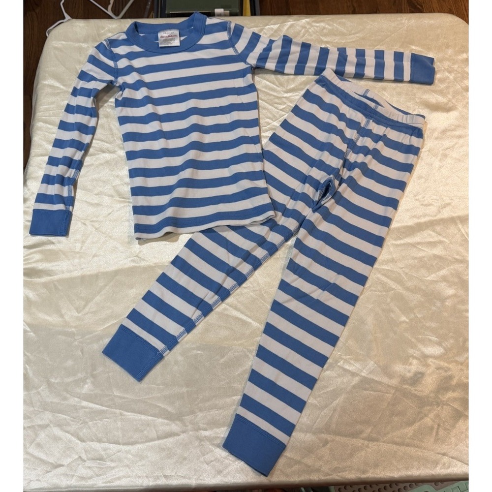 Hanna Andersson Size 5 110 Organic Cotton Blue & White Striped Pajama Set